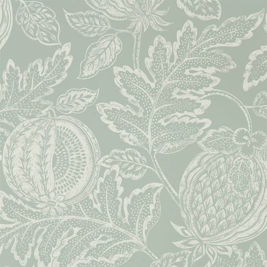 SANDERSON Cantaloupe Wallpaper Leaves , Trees English Grey  Rotary Wide Width Printed Wallpaper - DCPW216761