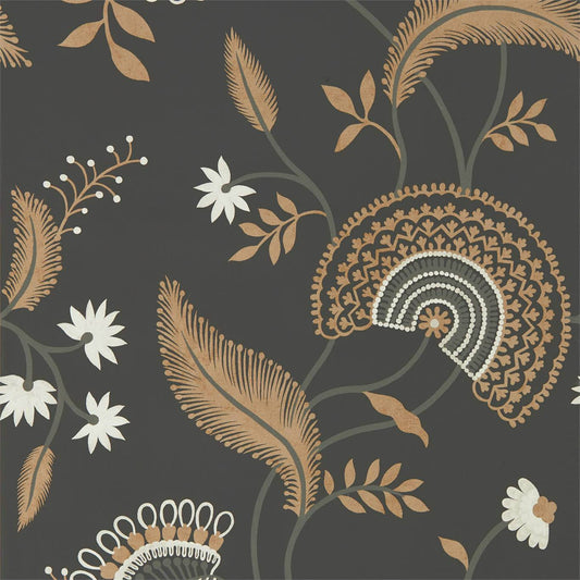 SANDERSON Hakimi Wallpaper Classic Floral Ebony  Rotary/Gravure Wallpaper - DCPW216769