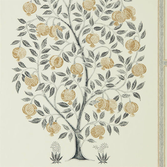 SANDERSON Anaar Tree Wallpaper Leaves , Trees Charcoal,Gold  Gravure - Wide Width Printed Wallpaper - DCPW216791