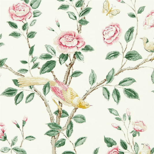 SANDERSON Andhara Wallpaper Classic Floral Rose,Cream  Gravure Printed Wallpaper - DCPW216795