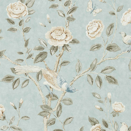 SANDERSON Andhara Wallpaper Classic Floral Dove,Cream  Gravure Printed Wallpaper - DCPW216797