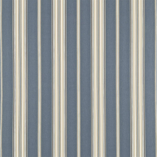 SANDERSON Saxon Fabric Stripes Indigo,Biscuit   - DCST232676