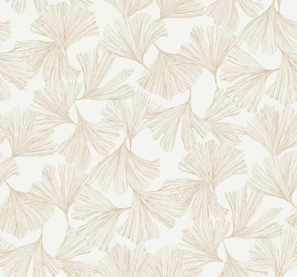 York Wallcoverings Antonina Vella Dazzling Dimensions Volume II Gingko Toss Gold Wallpaper  Botanical Yellows   - DD3741