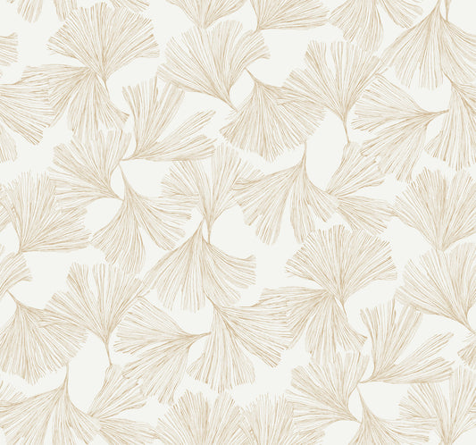 York Wallcoverings Antonina Vella Dazzling Dimensions Volume II Gingko Toss Gold Wallpaper  Botanical Yellows   - DD3741