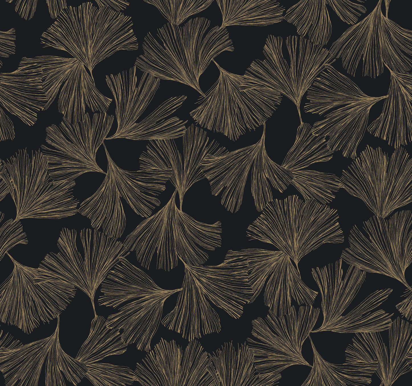 York Wallcoverings Antonina Vella Dazzling Dimensions Volume II Gingko Toss Black Wallpaper  Botanical Blacks   - DD3742