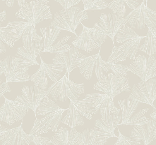 York Wallcoverings Antonina Vella Dazzling Dimensions Volume II Gingko Toss Cream Wallpaper  Botanical Greens   - DD3744