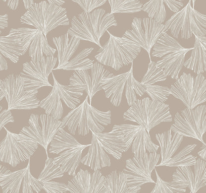 York Wallcoverings Antonina Vella Dazzling Dimensions Volume II Ginkgo Toss Silver Wallpaper  Botanical Greys   - DD3746