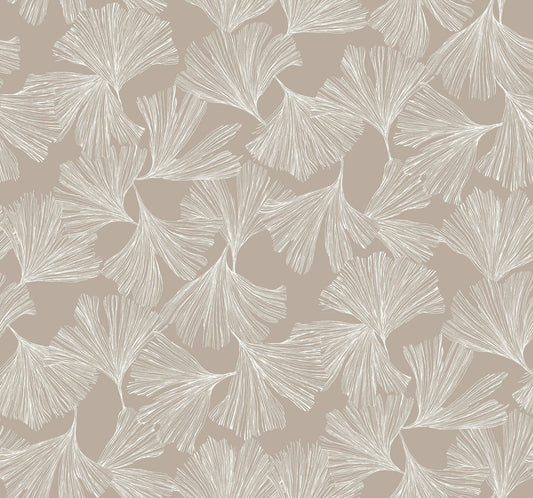 York Wallcoverings Antonina Vella Dazzling Dimensions Volume II Ginkgo Toss Silver Wallpaper  Botanical Greys   - DD3746