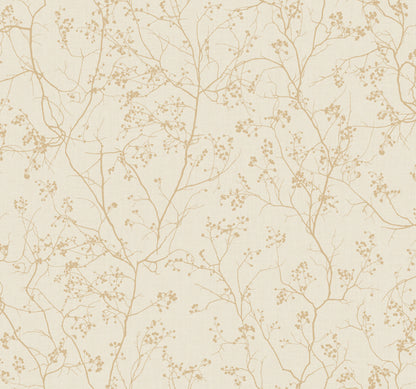 York Wallcoverings Antonina Vella Dazzling Dimensions Volume II Luminous Branches Cream & Gold Wallpaper Botanical Botanical Cream & Gold   - DD3812