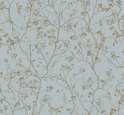 York Wallcoverings Antonina Vella Dazzling Dimensions Volume II Luminous Branches Blue & Gold Wallpaper Botanical Botanical Blue & Gold   - DD3813