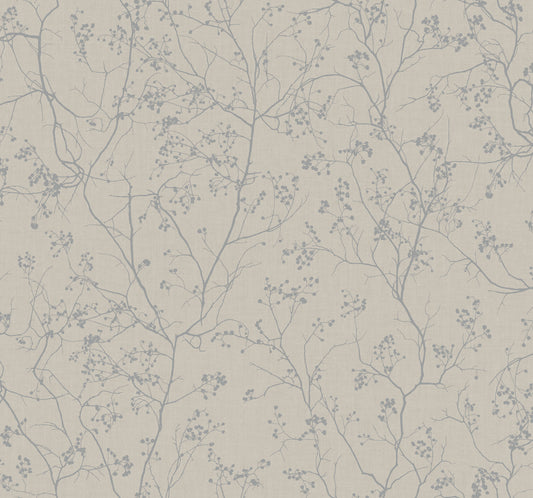 York Wallcoverings Antonina Vella Dazzling Dimensions Volume II Luminous Branches Grey and Silver Wallpaper  Botanical Greys   - DD3814