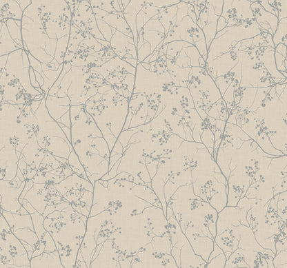 York Wallcoverings Antonina Vella Dazzling Dimensions Volume II Luminous Branches Taupe and Silver Wallpaper  Botanical Neutrals   - DD3815