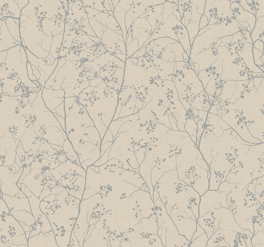 York Wallcoverings Antonina Vella Dazzling Dimensions Volume II Luminous Branches Taupe and Silver Wallpaper  Botanical Neutrals   - DD3815