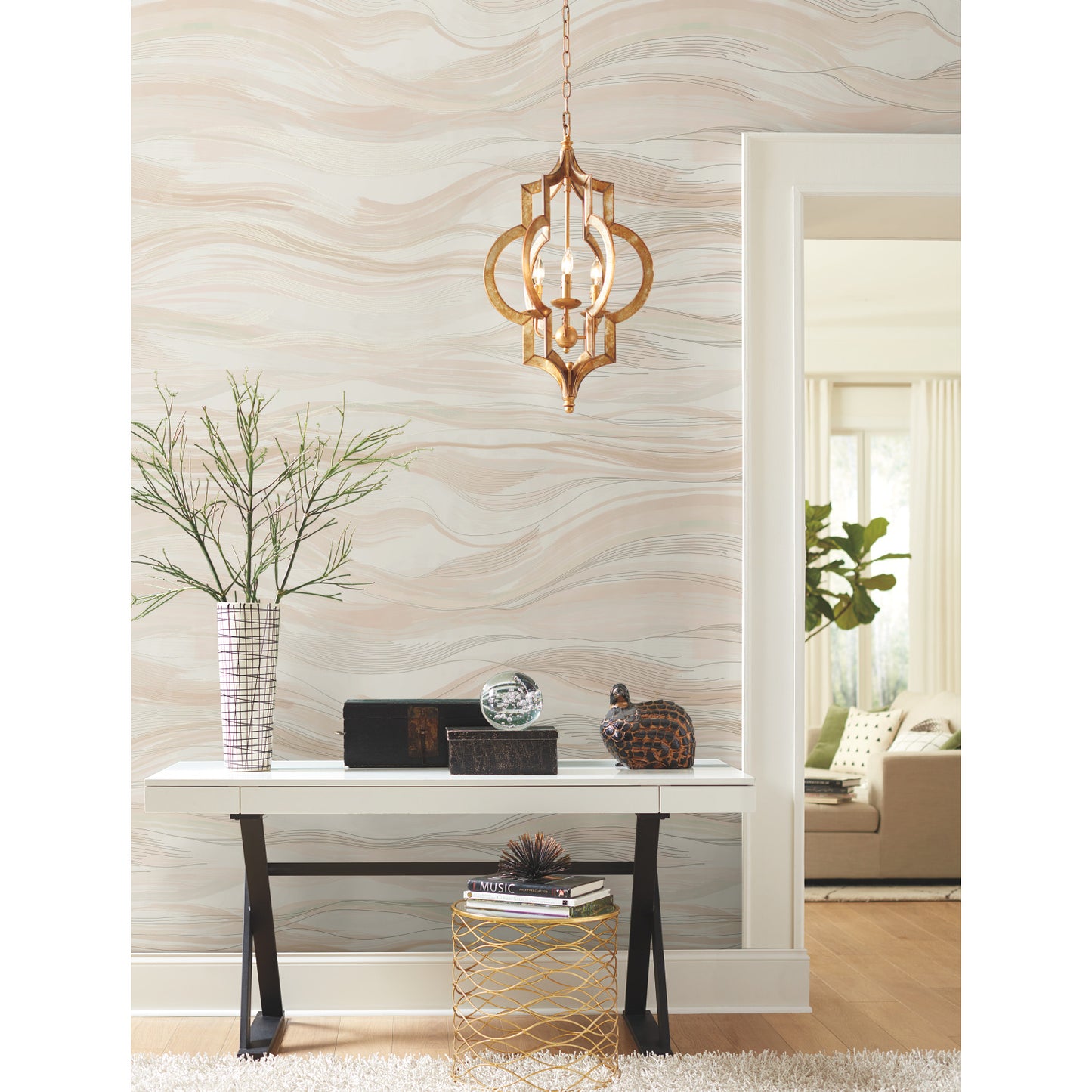 York Wallcoverings Antonina Vella Dazzling Dimensions Volume II Currents Beige Wall Mural Geometrics Geometrics Beige   - DD3843M