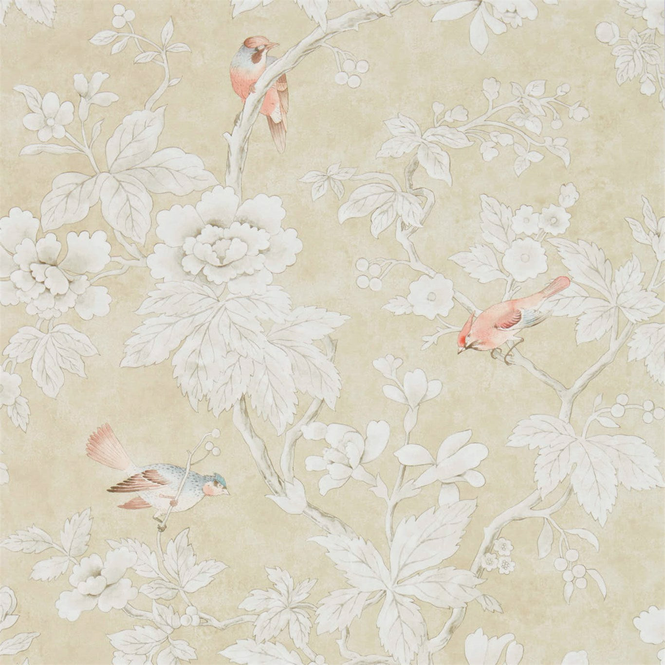SANDERSON Chiswick Grove Wallpaper Birds Gold  Gravure - Wide Width Printed Wallpaper - DDAM216385