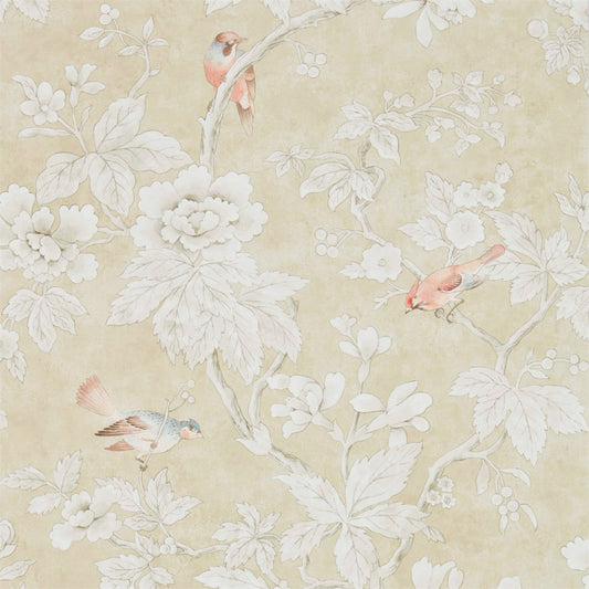 SANDERSON Chiswick Grove Wallpaper Birds Gold  Gravure - Wide Width Printed Wallpaper - DDAM216385