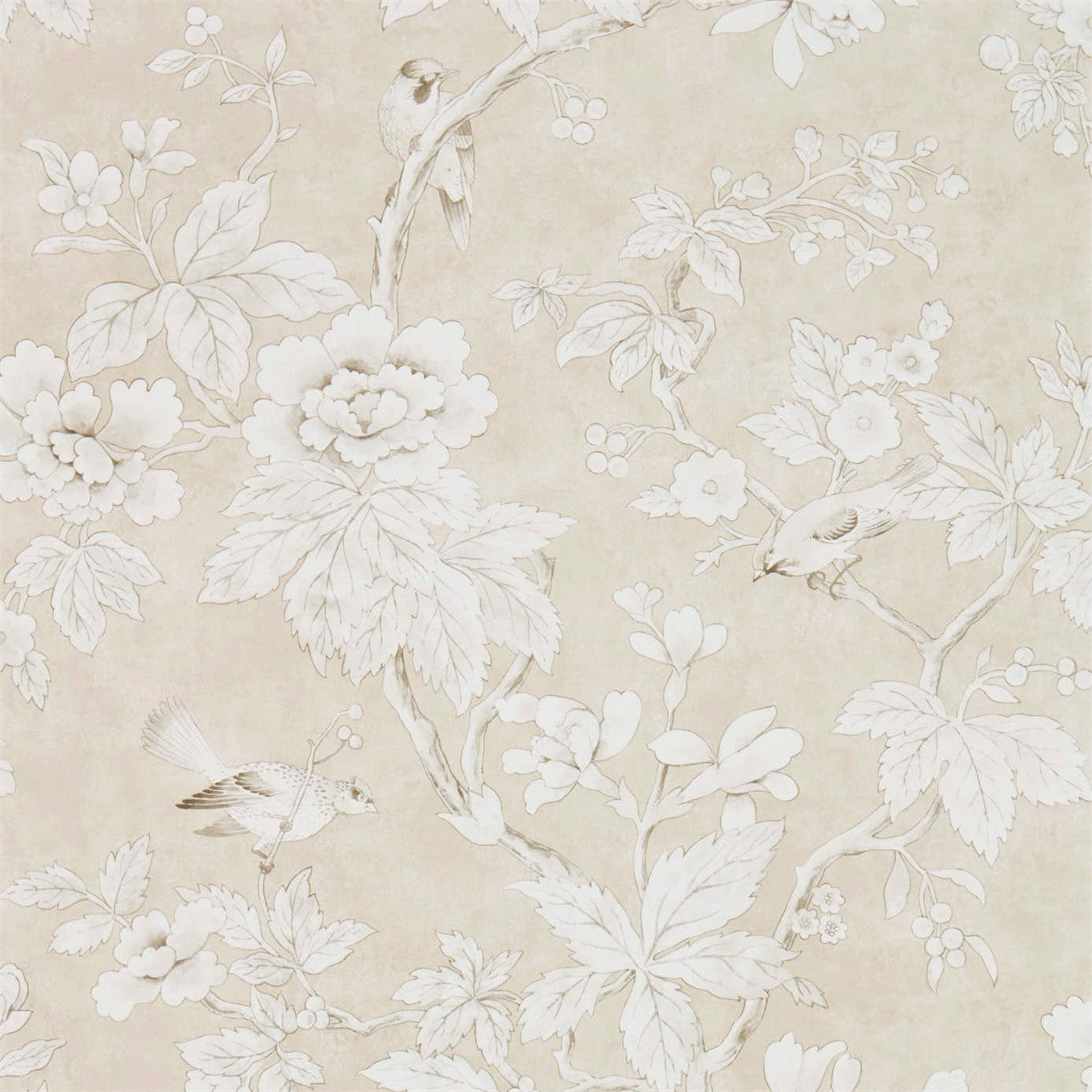 SANDERSON Chiswick Grove Wallpaper Birds Linen  Gravure - Wide Width Printed Wallpaper - DDAM216386