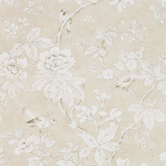 SANDERSON Chiswick Grove Wallpaper Birds Linen  Gravure - Wide Width Printed Wallpaper - DDAM216386