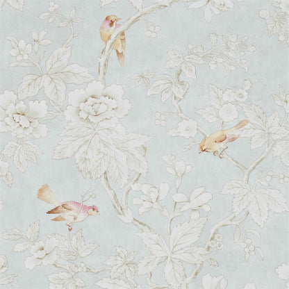 SANDERSON Chiswick Grove Wallpaper Birds Silver  Gravure - Wide Width Printed Wallpaper - DDAM216388