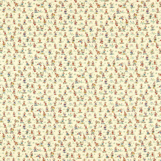 SANDERSON Mickey & Minnie Fabric Kids Rhubarb , Custard   - DDIF227142