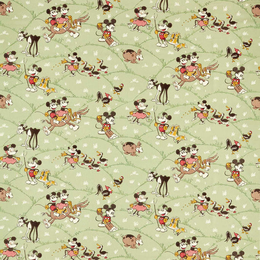 SANDERSON Mickey At the Farm Fabric Kids Macaron Green   - DDIF227145