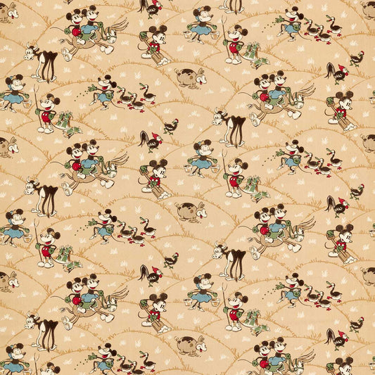 SANDERSON Mickey At the Farm Fabric Kids Butterscotch   - DDIF227146