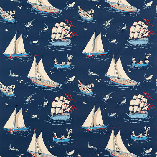 SANDERSON Donald Nautical Fabric Kids Night Fishing   - DDIF227161