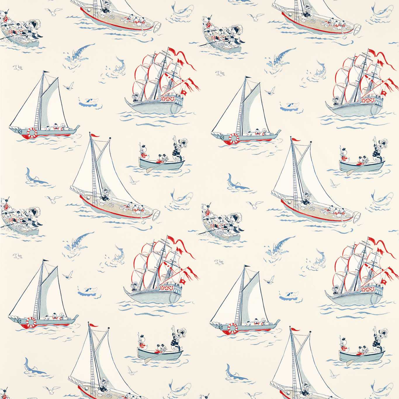 SANDERSON Donald Nautical Fabric Kids Sea Salt   - DDIF227162