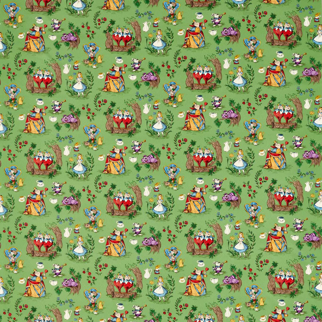 SANDERSON Alice in Wonderland Fabric Kids Gumball Green   - DDIF227165
