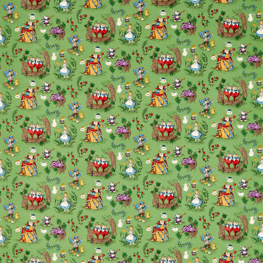 SANDERSON Alice in Wonderland Fabric Kids Gumball Green   - DDIF227165
