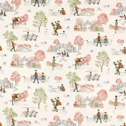 Disney Home x Sanderson 101 Dalmatians Candy Floss fabric with vintage hand-block Dalmatian design, whimsical designer print for cushions, curtains, upholstery, or craft projects