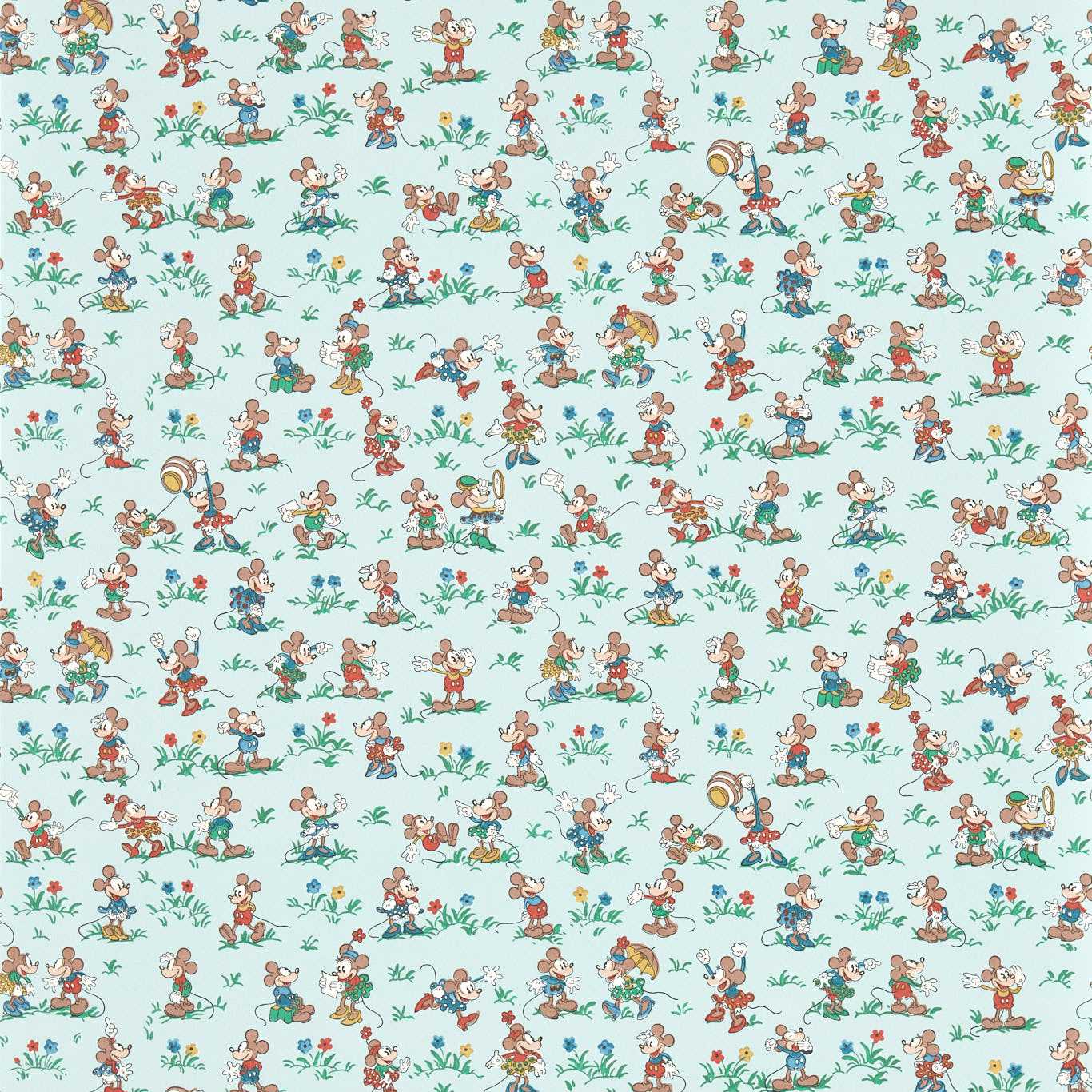SANDERSON Mickey & Minnie Wallpaper Kids Bonbon Blue  Digital Print Wallpaper - DDIW217264