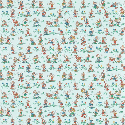 SANDERSON Mickey & Minnie Wallpaper Kids Bonbon Blue  Digital Print Wallpaper - DDIW217264