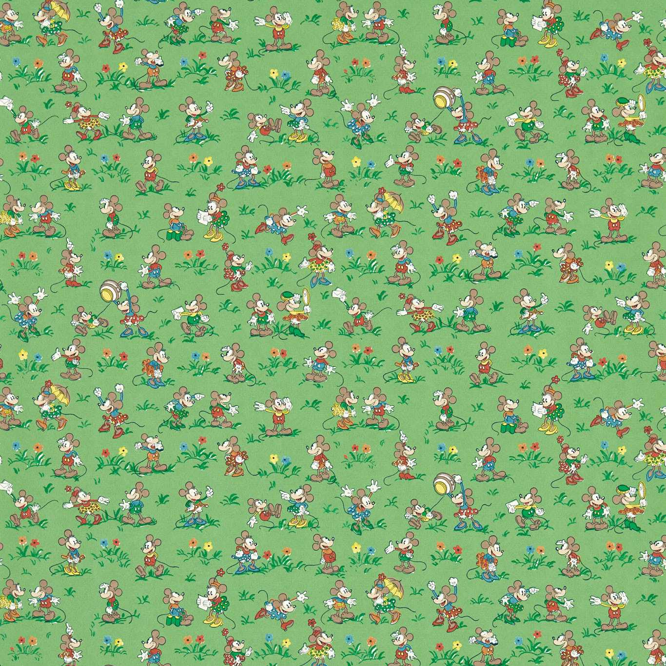 SANDERSON Mickey & Minnie Wallpaper Kids Gumball Green  Digital Print Wallpaper - DDIW217265