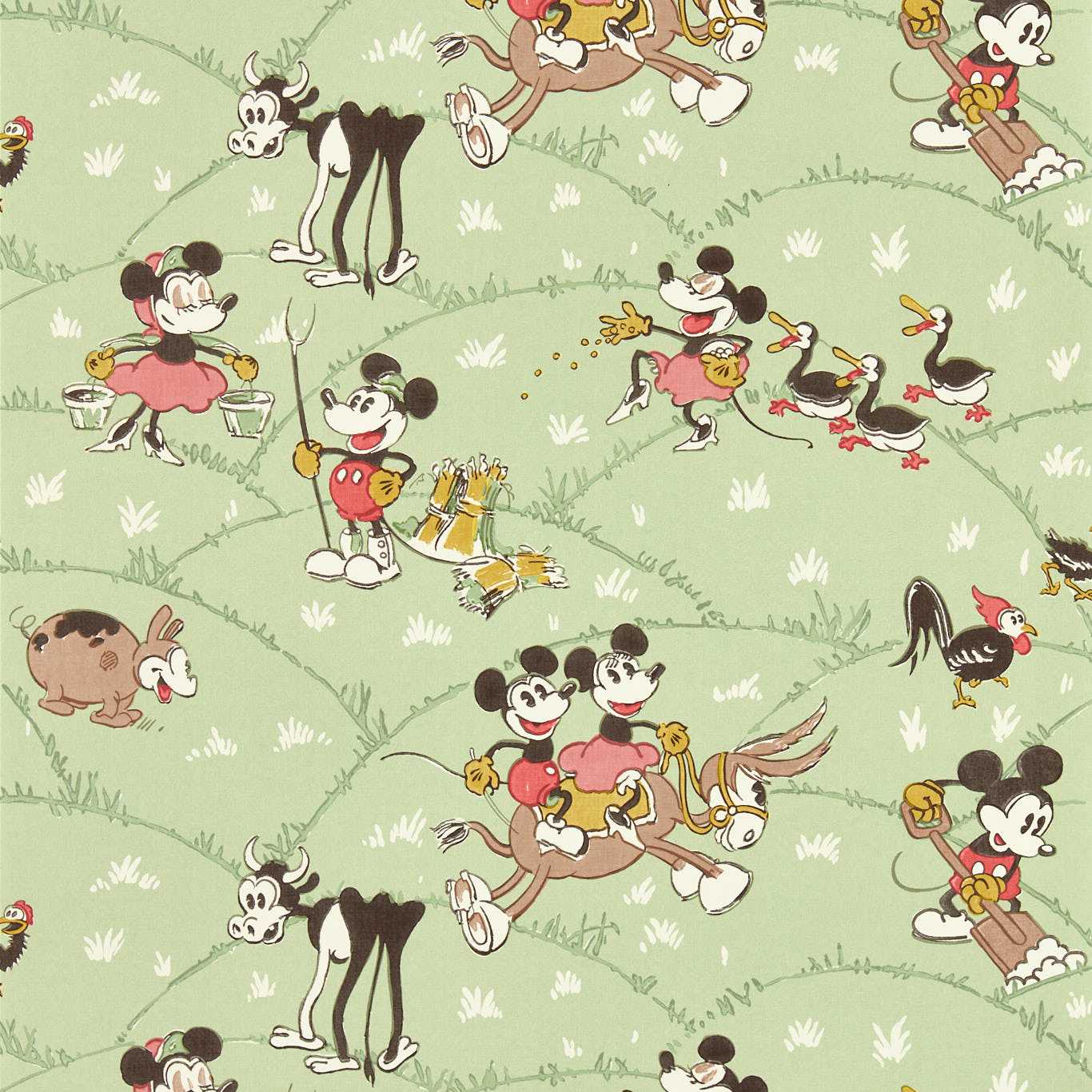 SANDERSON Mickey At the Farm Wallpaper Kids Macaron Green  Digital Print Wallpaper - DDIW217266