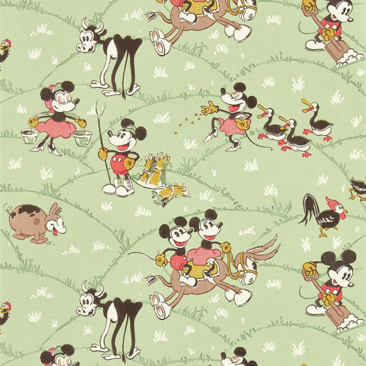 SANDERSON Mickey At the Farm Wallpaper Kids Macaron Green  Digital Print Wallpaper - DDIW217266