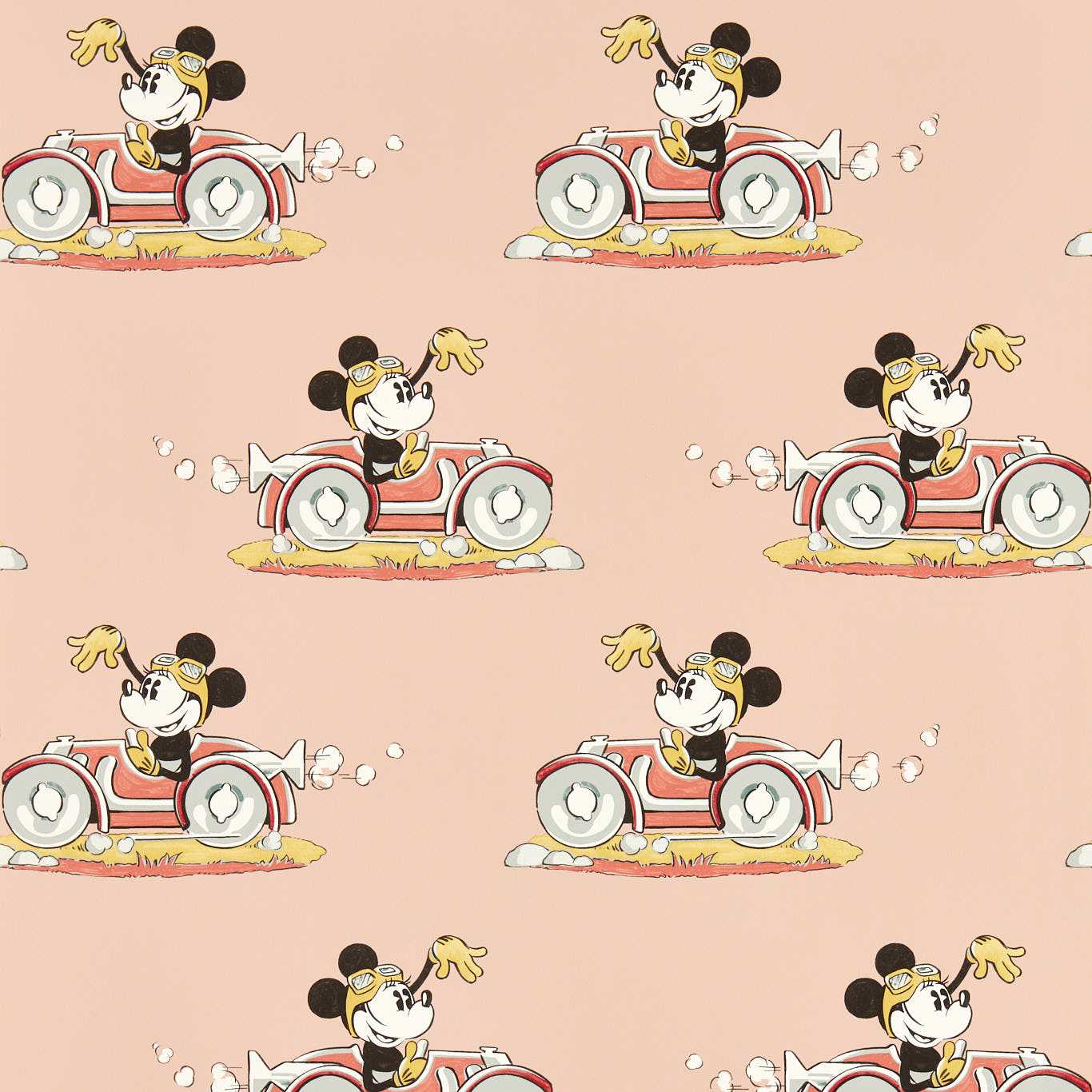 SANDERSON Minnie On the Move Wallpaper Kids Candy Floss  Gravure Wide Width Vinyl - DDIW217268