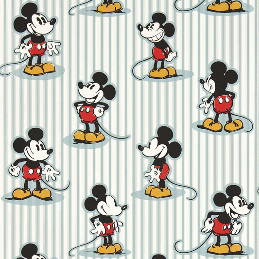 SANDERSON Mickey Stripe Wallpaper Kids Sea salt  Rotary Wide Width Printed Wallpaper - DDIW217271