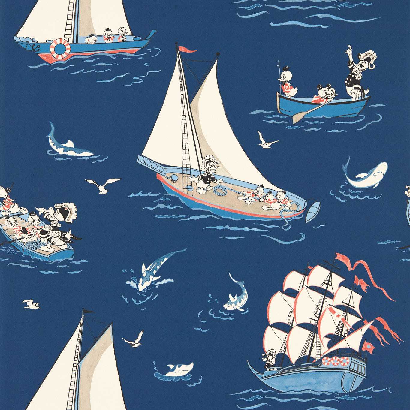 SANDERSON Donald Nautical Wallpaper Kids Night Fishing  Digital Print Wallpaper - DDIW217283
