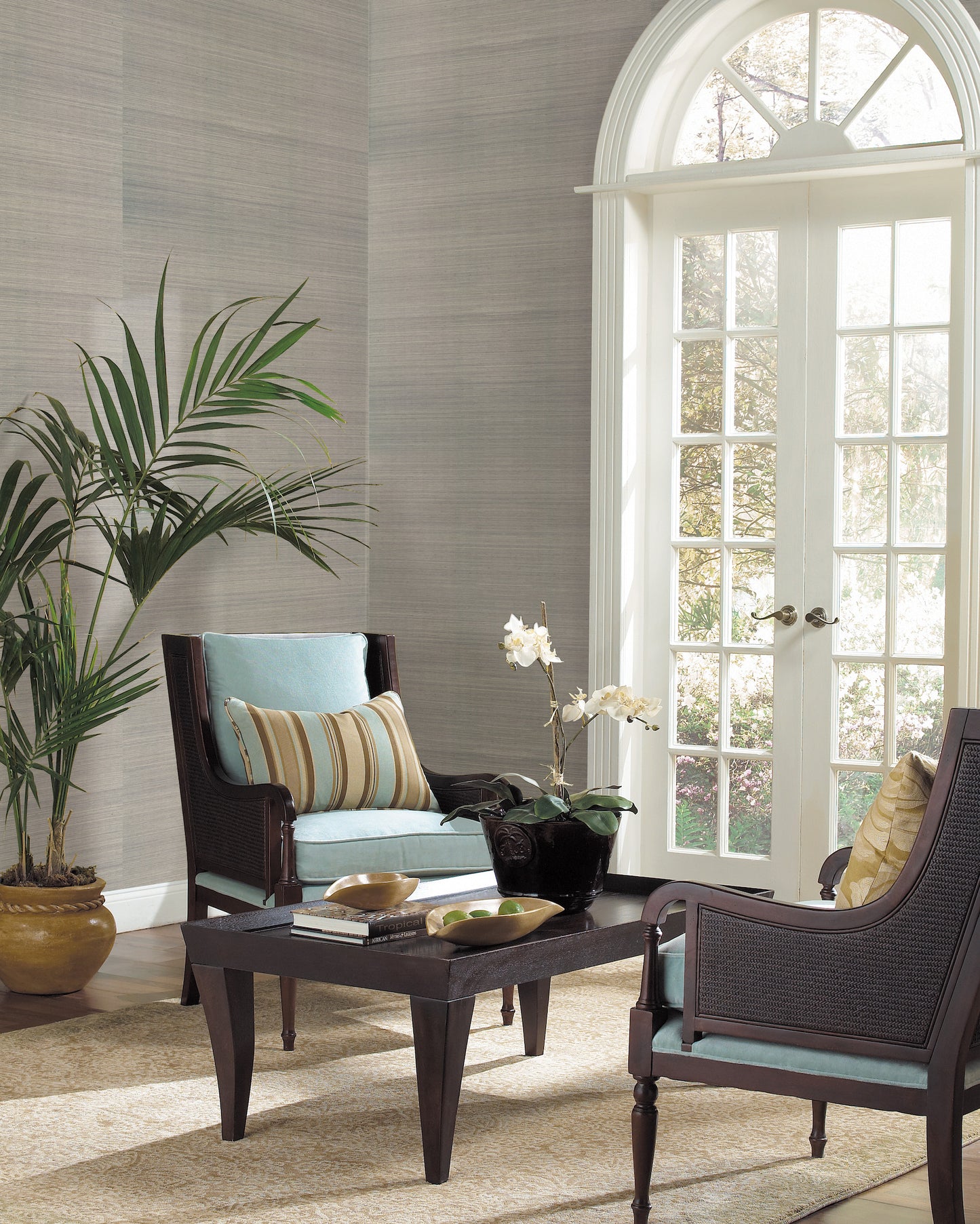 York Wallcoverings Designer Sisals Fan Deck Impression Grey Wallpaper  Weaves Greys   - DE8994