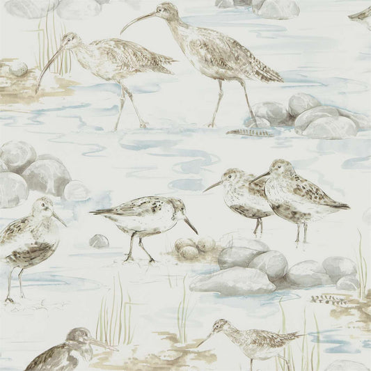 SANDERSON Estuary Birds  Wallpaper Birds Blue,Grey  Gravure Printed Wallpaper - DEBB216492