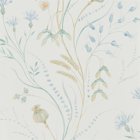 SANDERSON Summer Harvest  Wallpaper Classic Floral Cornflower,Wheat  Gravure Printed Wallpaper - DEBB216496