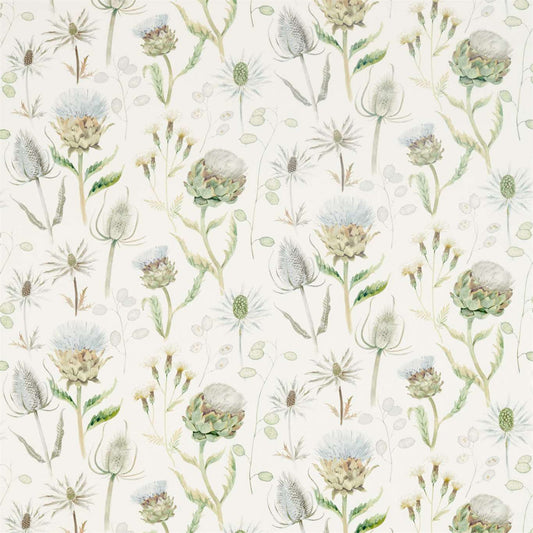 SANDERSON Thistle Garden  Fabric Classic Floral Mist,Pebble   - DEBB226421