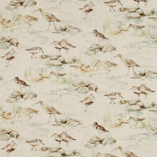 SANDERSON Estuary Birds Fabric Birds Linen Eggshell,Nest   - DEBB226427