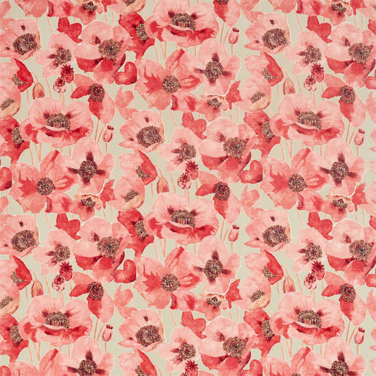 SANDERSON Embleton Fabric Classic Floral Claret,Linen   - DEBB226429