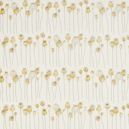 SANDERSON Poppy Pods Fabric Classic Floral Sienna,Dove   - DEBB226430
