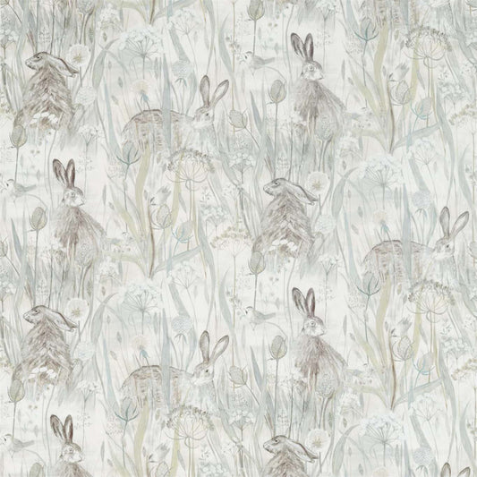 SANDERSON Dune Hares Fabric Animals Mist,Pebble   - DEBB226436