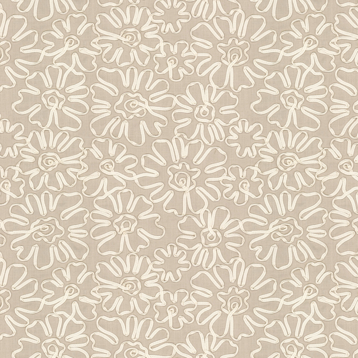 STOUT TEXTILES  MULTIPURPOSE,EMBROIDERIES TRANSITIONAL,, FLORAL KHAKI,PONGEE   - DEBU-1