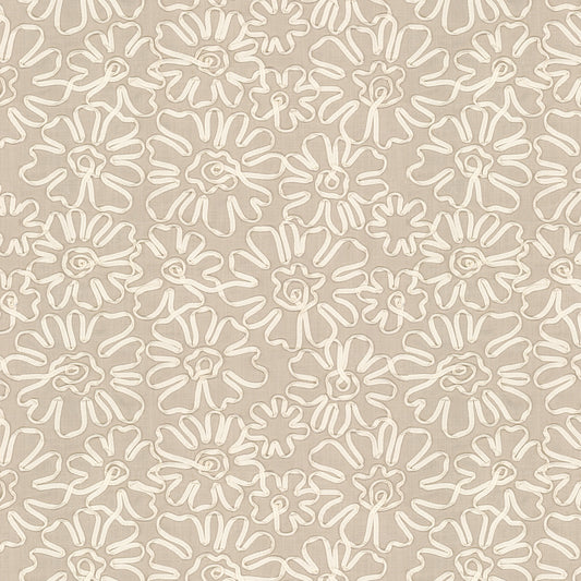 STOUT TEXTILES  MULTIPURPOSE,EMBROIDERIES TRANSITIONAL,, FLORAL KHAKI,PONGEE   - DEBU-1