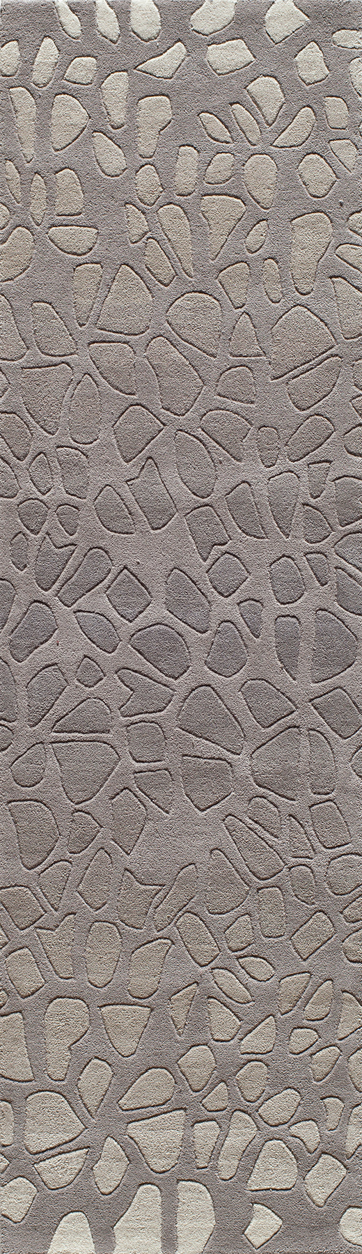 Taupe-gray rug with irregular pebble embossing for a textured surface, 4' x 6'.